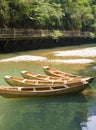 A boat moored alongside the river Royalty Free Stock Photo